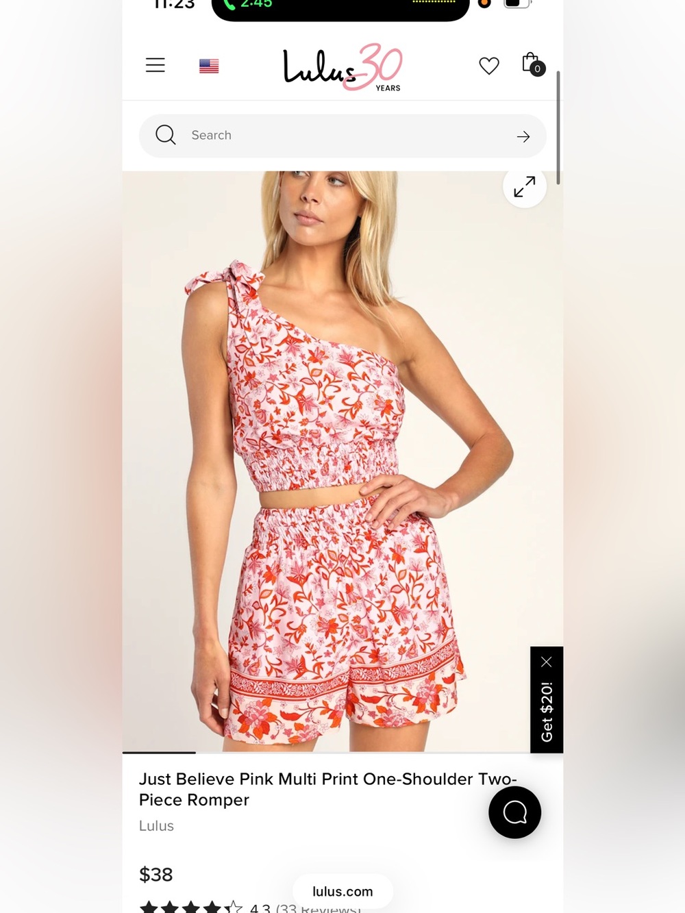 Lulu's Red Floral Smocked Crop Top & High-Waist Shorts Set